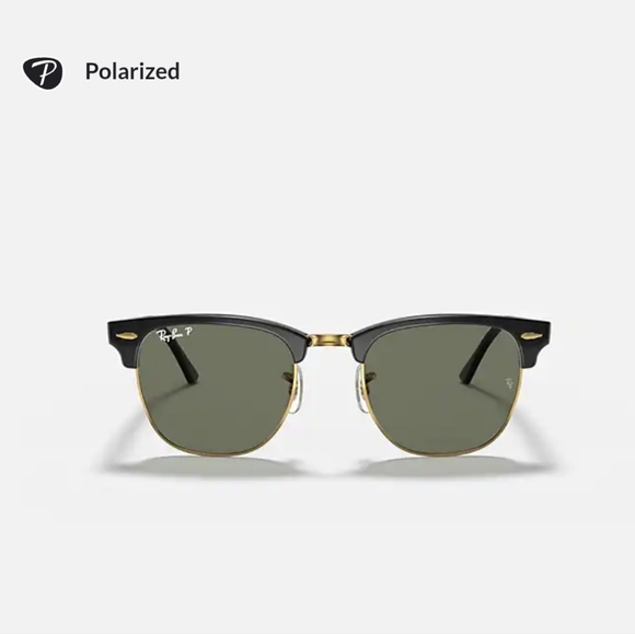 Ray-Ban Clubmaster Classic Polarized sunglasses RB 3016 Black & Gold New W Case